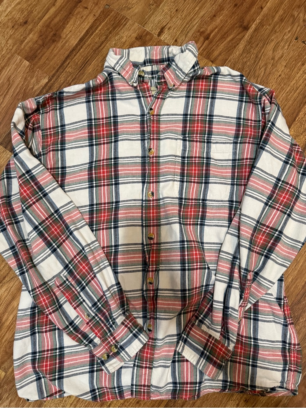 Men's Classic White Plaid Button-Down Shirt with Red and Navy Accents